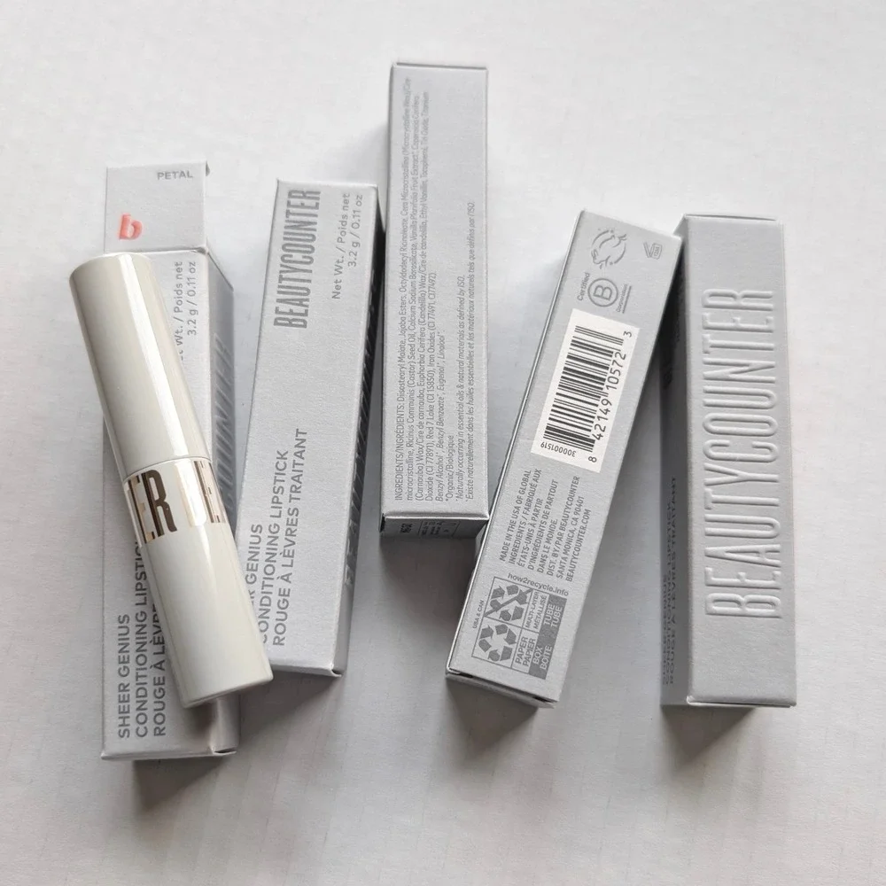 Beautycounter Sheer Genius Conditioning Lipstick Petal 3.2g Lot of 5 NIB